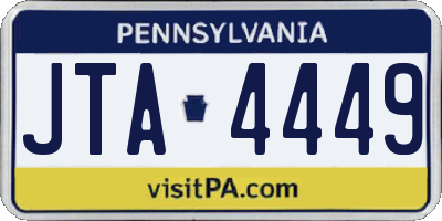 PA license plate JTA4449