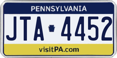 PA license plate JTA4452