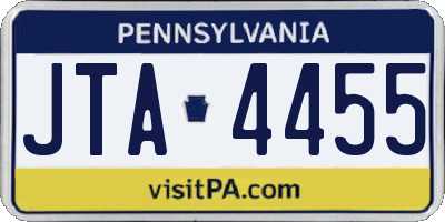 PA license plate JTA4455