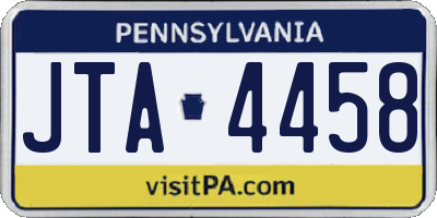 PA license plate JTA4458
