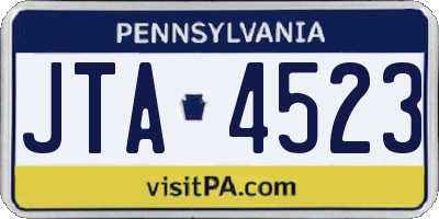 PA license plate JTA4523