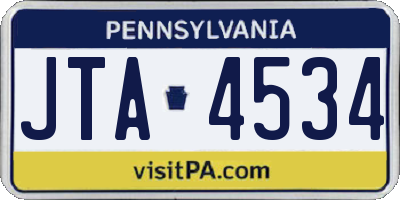 PA license plate JTA4534