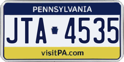 PA license plate JTA4535