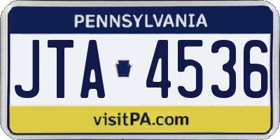 PA license plate JTA4536