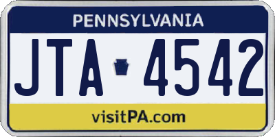 PA license plate JTA4542