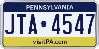 PA license plate JTA4547