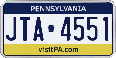 PA license plate JTA4551
