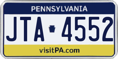PA license plate JTA4552