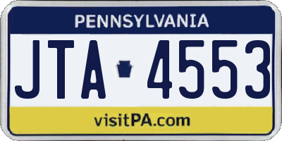 PA license plate JTA4553