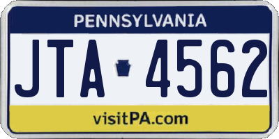 PA license plate JTA4562