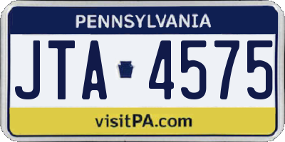 PA license plate JTA4575