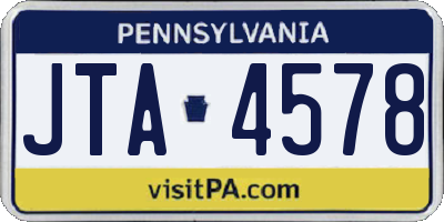 PA license plate JTA4578