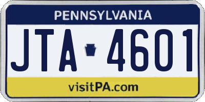 PA license plate JTA4601