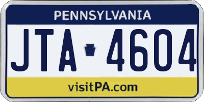 PA license plate JTA4604