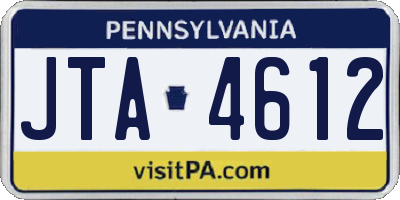 PA license plate JTA4612
