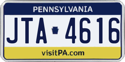 PA license plate JTA4616