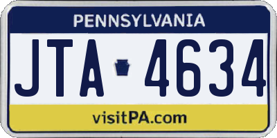 PA license plate JTA4634