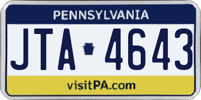 PA license plate JTA4643