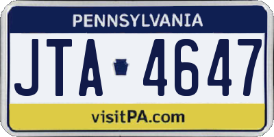 PA license plate JTA4647
