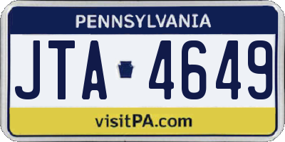 PA license plate JTA4649
