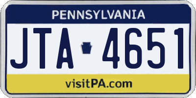PA license plate JTA4651