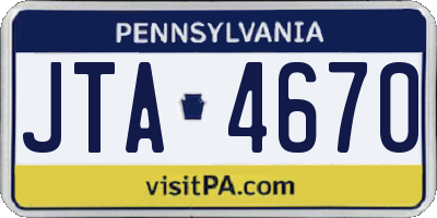 PA license plate JTA4670