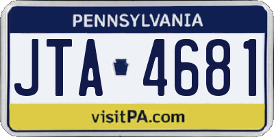 PA license plate JTA4681