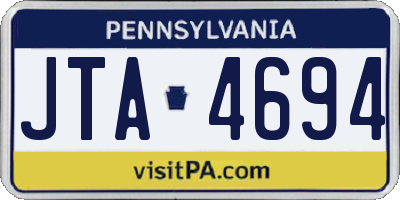 PA license plate JTA4694