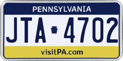 PA license plate JTA4702