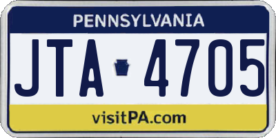 PA license plate JTA4705