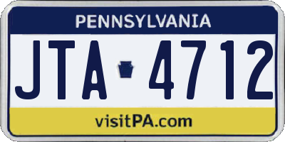 PA license plate JTA4712