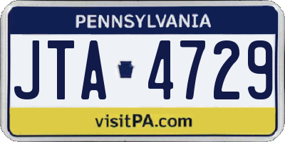 PA license plate JTA4729