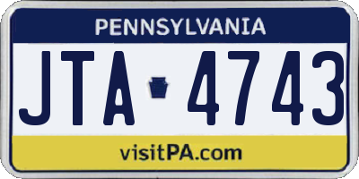 PA license plate JTA4743