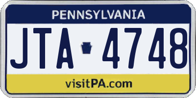 PA license plate JTA4748