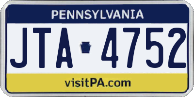 PA license plate JTA4752