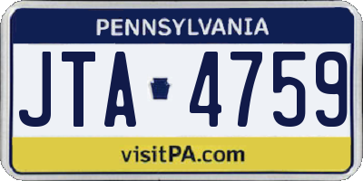PA license plate JTA4759