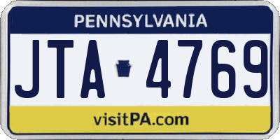 PA license plate JTA4769
