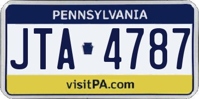 PA license plate JTA4787