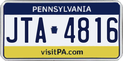 PA license plate JTA4816