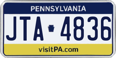 PA license plate JTA4836