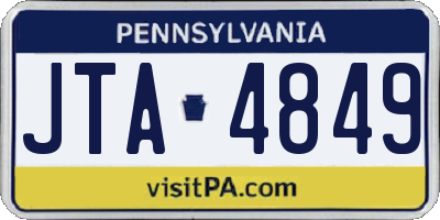 PA license plate JTA4849