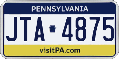 PA license plate JTA4875