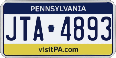 PA license plate JTA4893