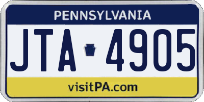 PA license plate JTA4905