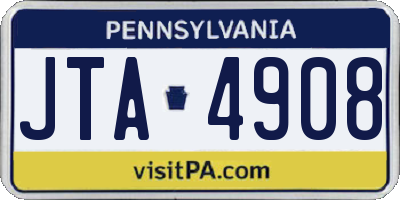 PA license plate JTA4908