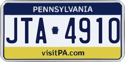 PA license plate JTA4910