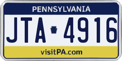 PA license plate JTA4916