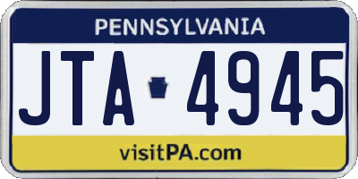 PA license plate JTA4945