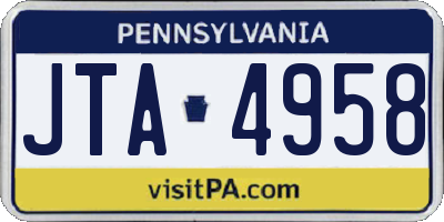 PA license plate JTA4958