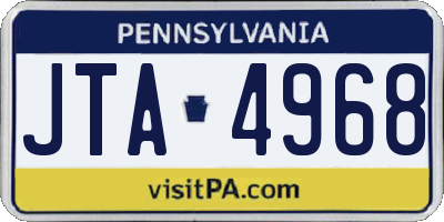 PA license plate JTA4968